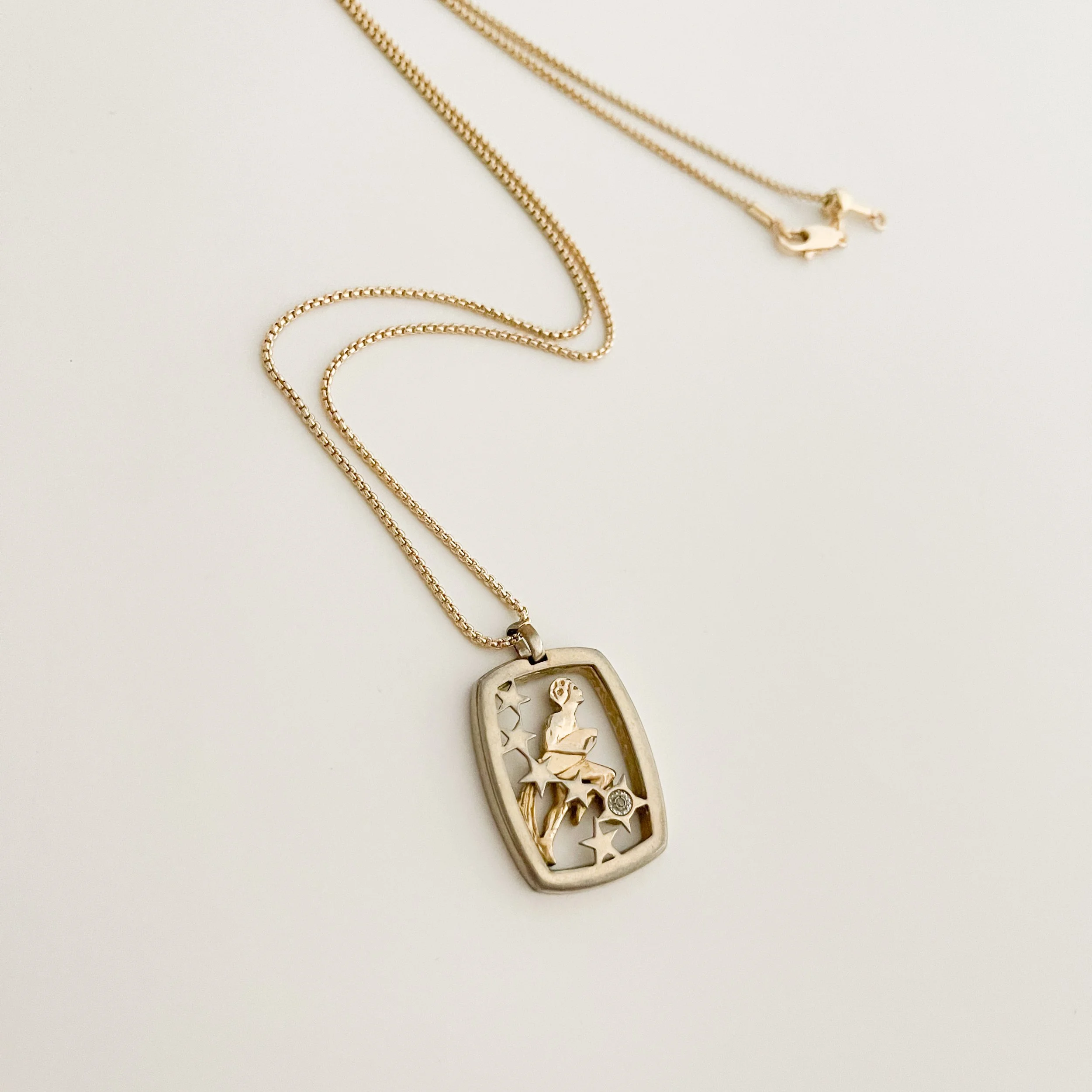 ネックレス・ペンダント VINTAGE HOLLYWOOD Vintage 2008 Square Necklace BMR659 Vintage Denbe Signed Necklace Silver Tone 33 Marquise & 100